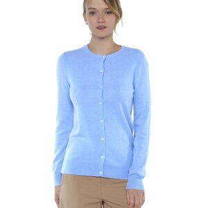 Jennie Liu Cashmere Crystal Blue Cardigan Sweater Size SMALL Msrp $159